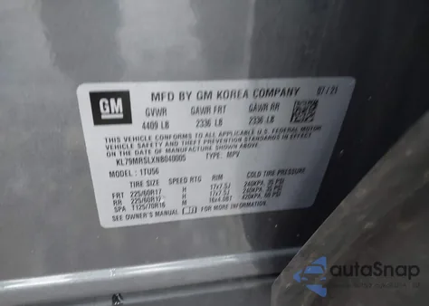 2022 Chevrolet Trailblazer Awd Lt from USA, damaged, VIN KL79MRSLXNB040005